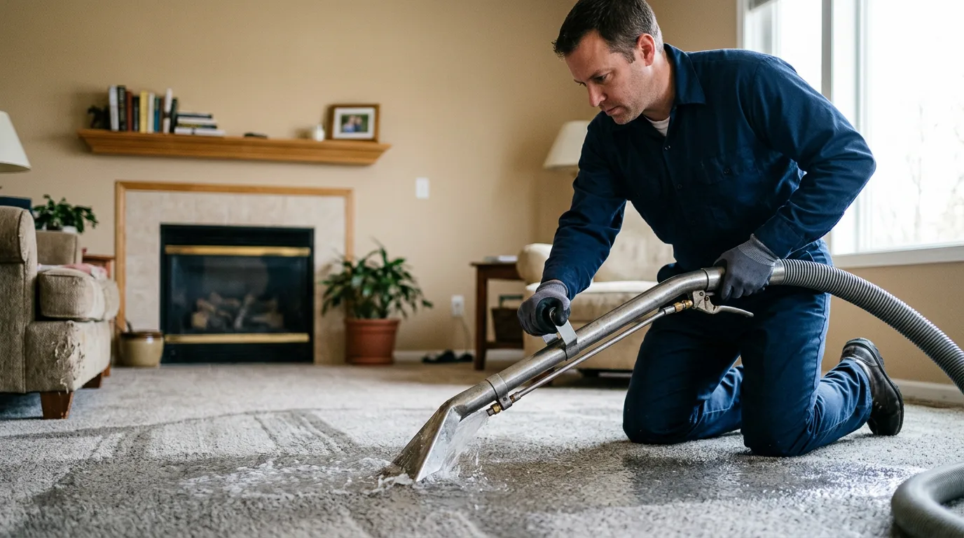 Water damage restoration technician working near Fillmore, UT